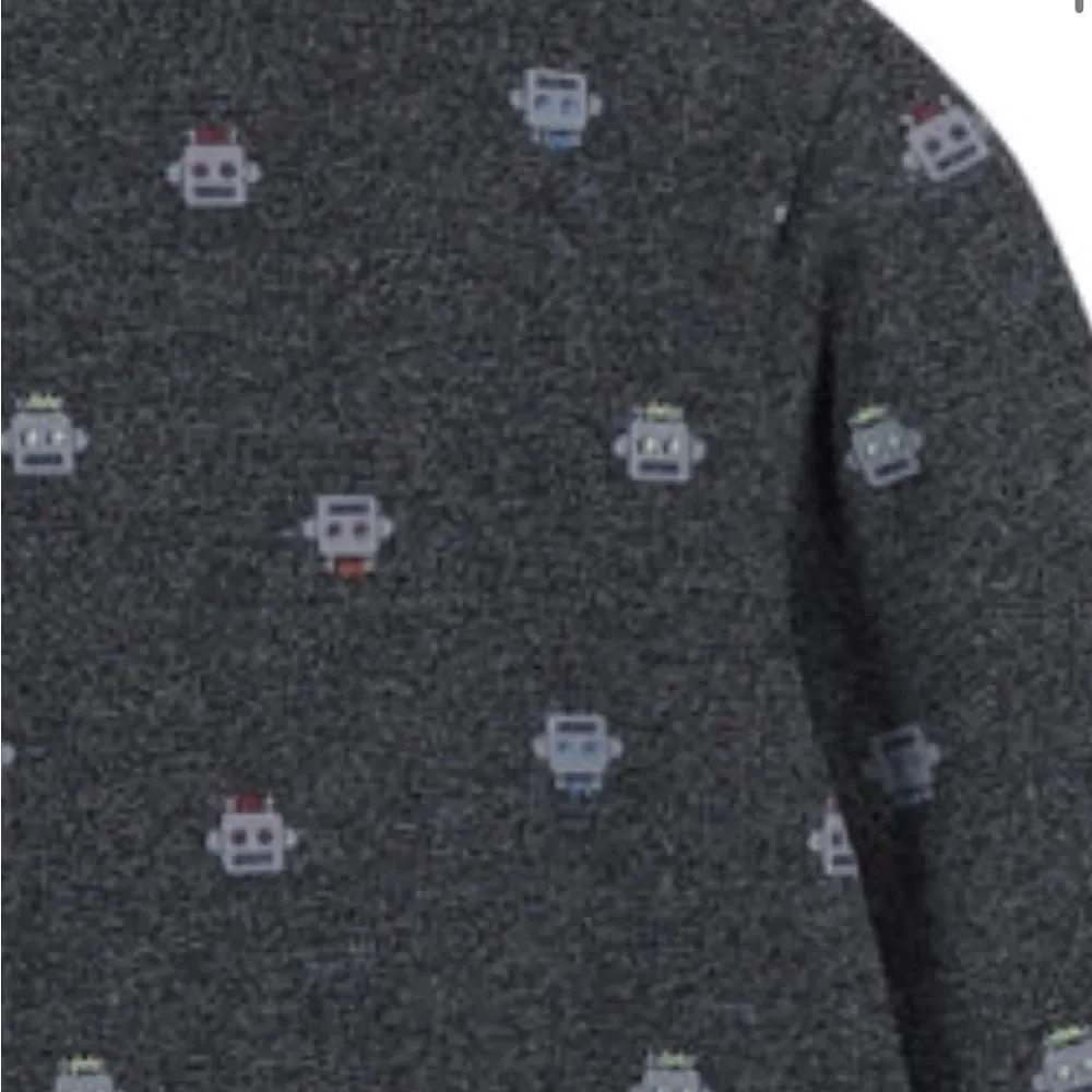Andy and Evan Boys Robot Pique Knit Buttondown gray NWT size 5